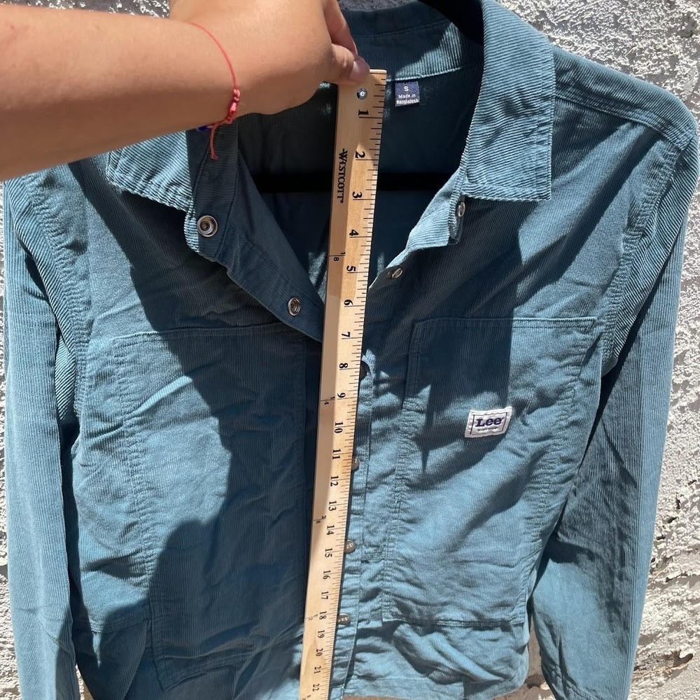 Lee Workwear Corduroy Chore Jacket Women's Small Blue Green Cotton Overshirt - Picture 6 of 8